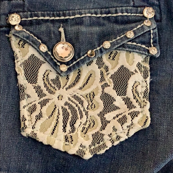 Lace Accented Jean Shorts - Picture 3 of 5